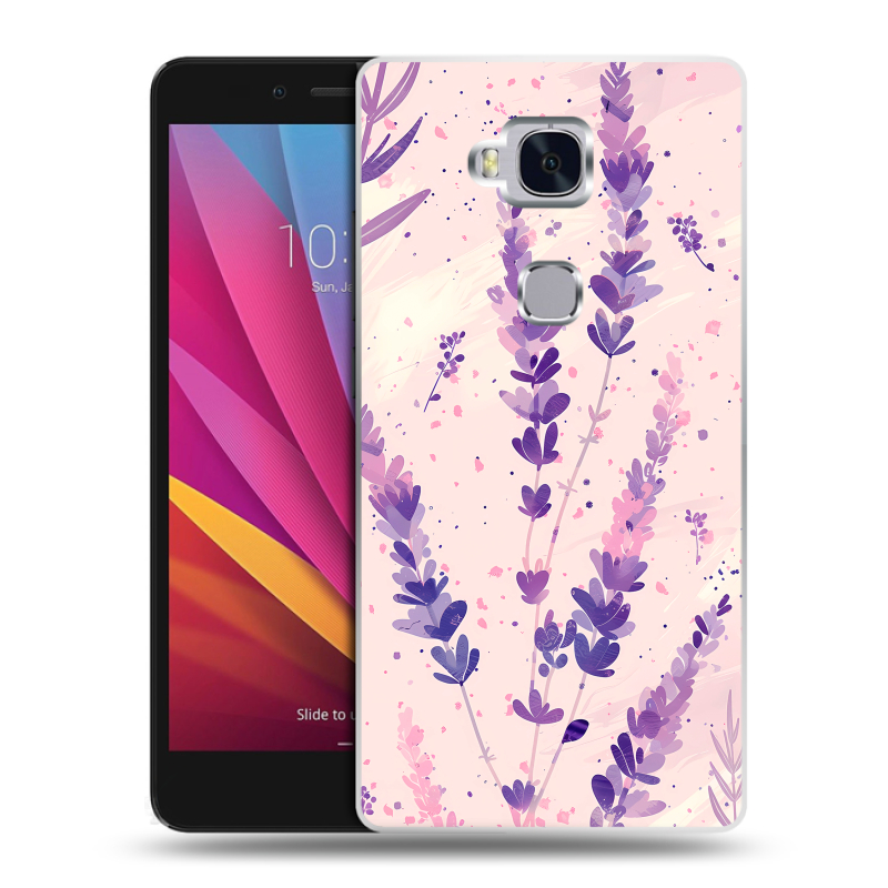 Силиконовый чехол на Huawei Honor 5X с принтом цветы лаванда Силиконовый чехол на Huawei Honor 5X с принтом цветы лаванда