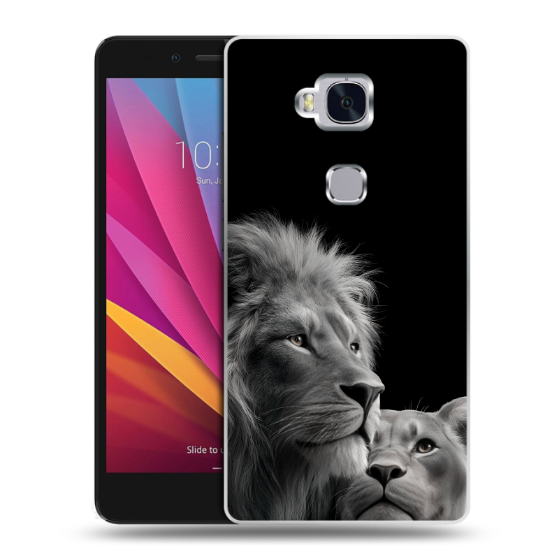 Силиконовый чехол на Huawei Honor 5X с принтом Лев кошки Силиконовый чехол на Huawei Honor 5X с принтом Лев кошки