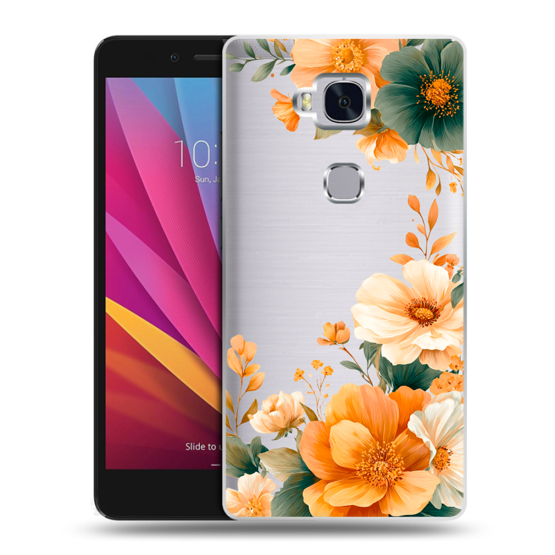 Силиконовый чехол на Huawei Honor 5X с принтом Цветы принт Силиконовый чехол на Huawei Honor 5X с принтом Цветы принт