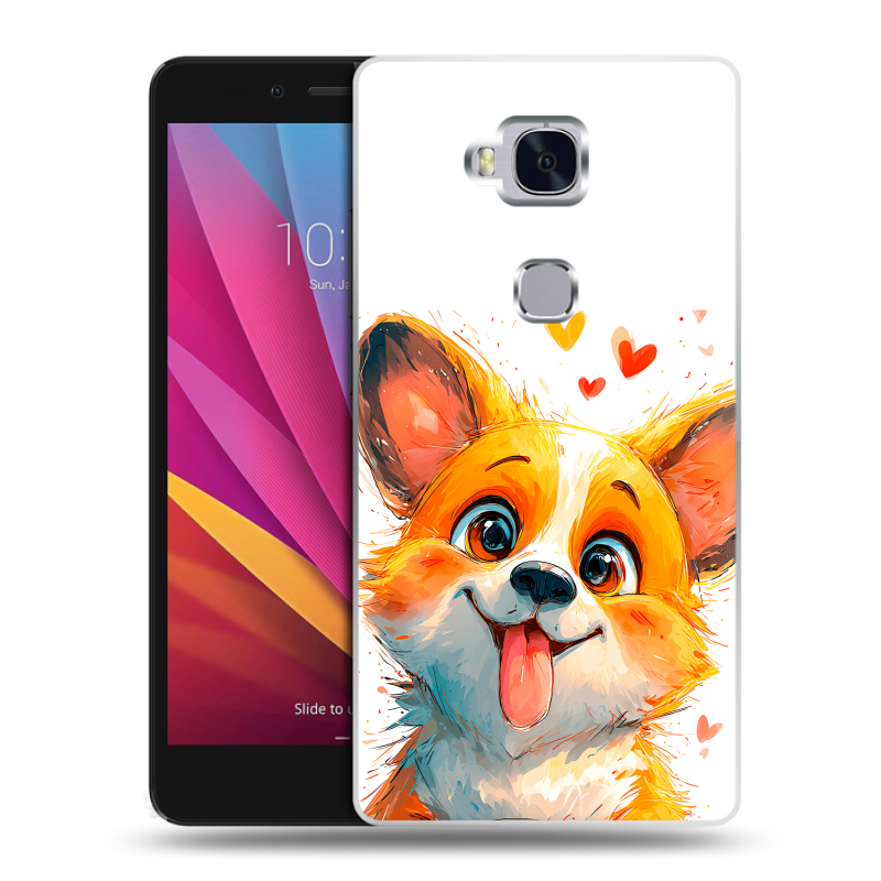 Силиконовый чехол на Huawei Honor 5X с принтом корги Силиконовый чехол на Huawei Honor 5X с принтом корги