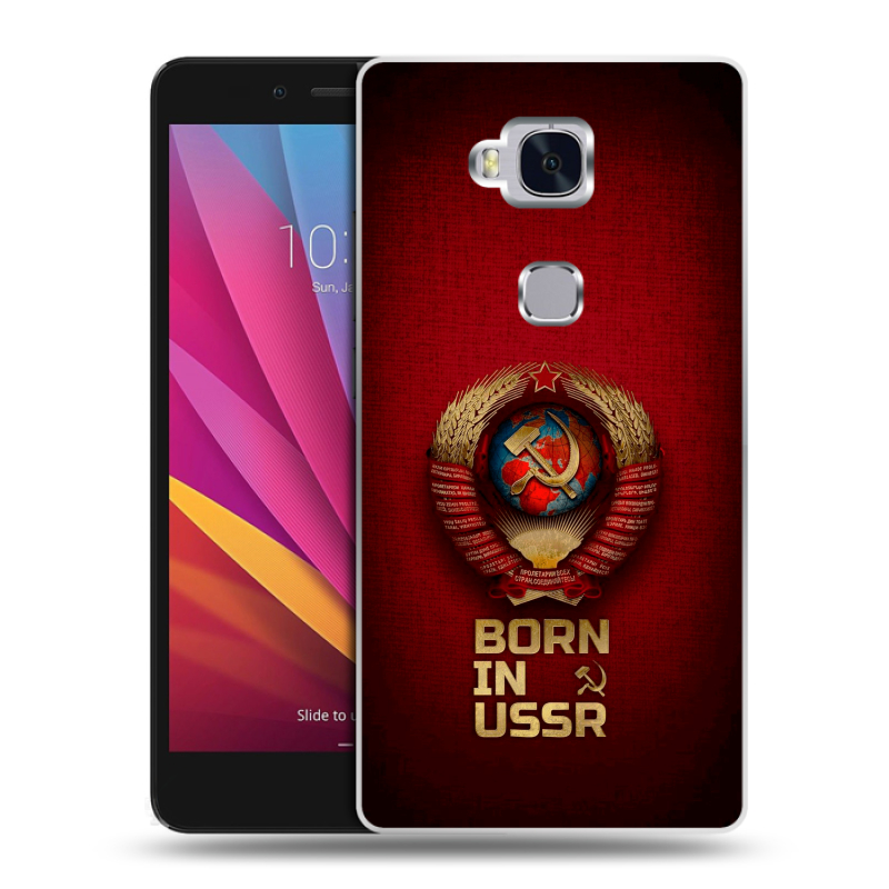 Силиконовый чехол на Huawei Honor 5X с принтом Флаг Герб СССР Силиконовый чехол на Huawei Honor 5X с принтом Флаг Герб СССР