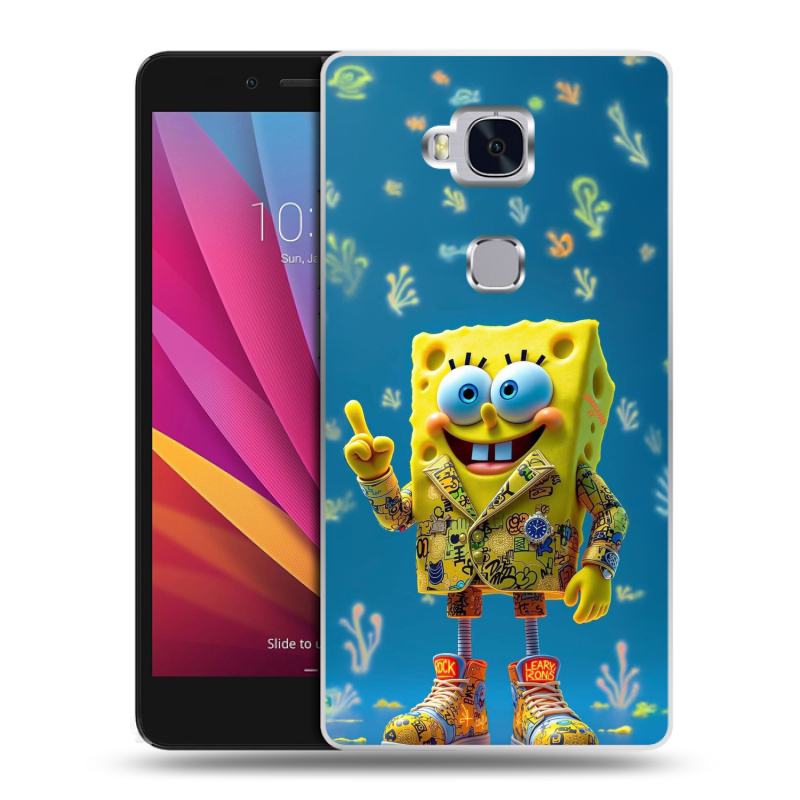 Силиконовый чехол на Huawei Honor 5X с принтом Спанч боб Спанчбоб Силиконовый чехол на Huawei Honor 5X с принтом Спанч боб Спанчбоб