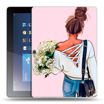 Силиконовый чехол на планшета Huawei MediaPad M2 10 с принтом Девушка и букет Силиконовый чехол на планшета Huawei MediaPad M2 10 с принтом Девушка и букет