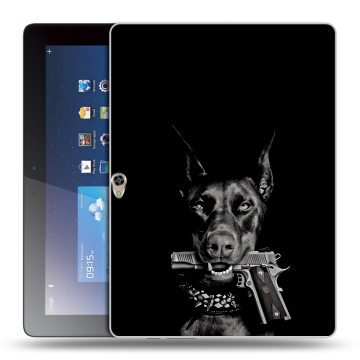 Силиконовый чехол на планшета Huawei MediaPad M2 10 с принтом Доберман и пистолет Силиконовый чехол на планшета Huawei MediaPad M2 10 с принтом Доберман и пистолет