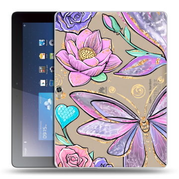 Силиконовый чехол на Huawei MediaPad M2 10 с принтом Бабочки и цветы