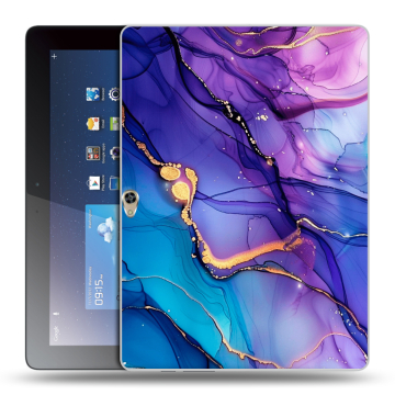 Силиконовый чехол на Huawei MediaPad M2 10 с принтом синий мрамор