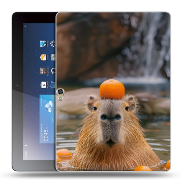 Силиконовый чехол на Huawei MediaPad M2 10 с принтом Капибара с апельсином
