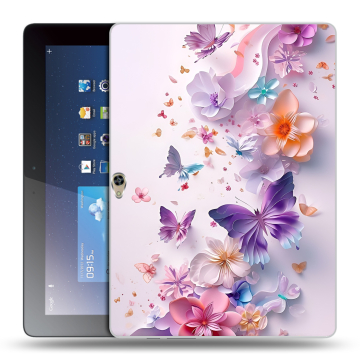 Силиконовый чехол на Huawei MediaPad M2 10 с принтом цветы бабочки