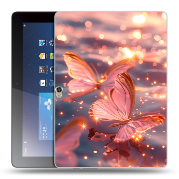 Силиконовый чехол на Huawei MediaPad M2 10 с принтом бабочки розовые Силиконовый чехол на Huawei MediaPad M2 10 с принтом бабочки розовые