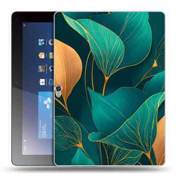 Силиконовый чехол на Huawei MediaPad M2 10 с принтом Листья и золото