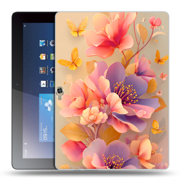 Силиконовый чехол на Huawei MediaPad M2 10 с принтом Цветы и бабочки