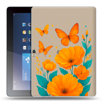 Силиконовый чехол на Huawei MediaPad M2 10 с принтом цветы бабочки