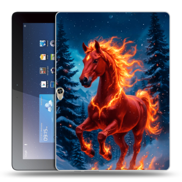 Силиконовый чехол на Huawei MediaPad M2 10 с принтом Новый год коня