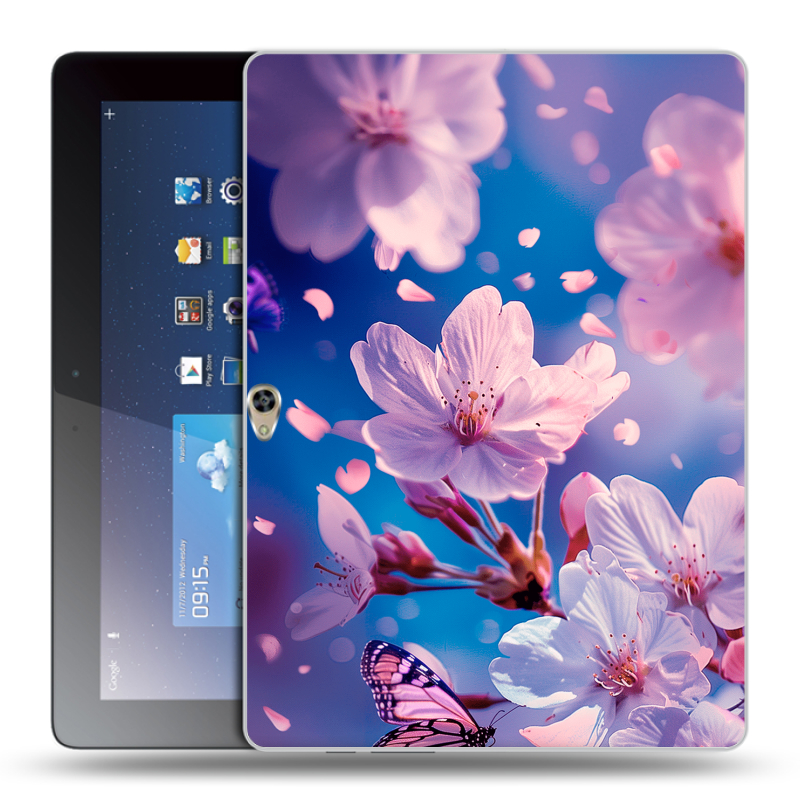 Пластиковый чехол на Huawei MediaPad M2 10 с принтом цветы бабочки Пластиковый чехол на Huawei MediaPad M2 10 с принтом цветы бабочки