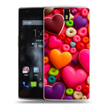 Силиконовый чехол на OnePlus One с принтом Сердечки