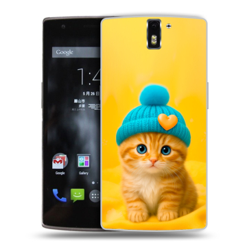 Силиконовый чехол на OnePlus One с принтом Котенок в шапке