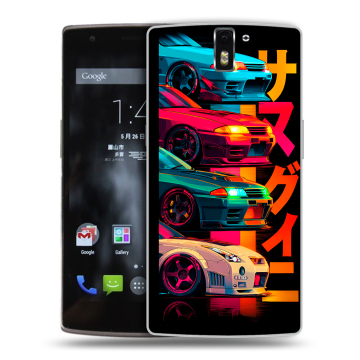 Силиконовый чехол на OnePlus One с принтом Гоночные машины