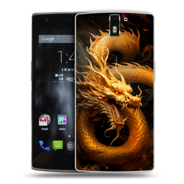 Силиконовый чехол на OnePlus One с принтом Золотой дракон