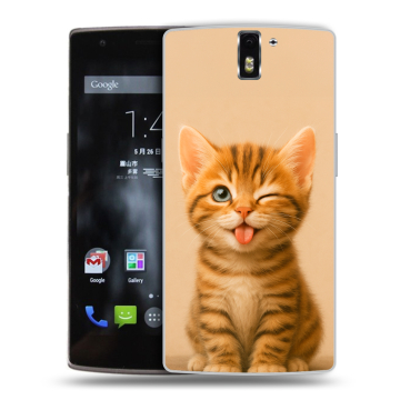 Силиконовый чехол на OnePlus One с принтом котенок