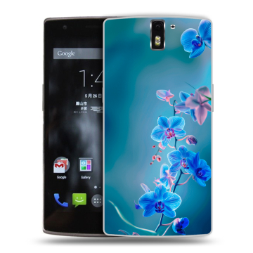 Силиконовый чехол на OnePlus One с принтом Голубые цветы