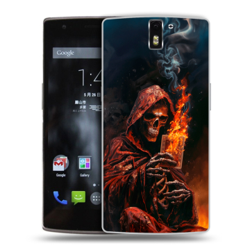 Силиконовый чехол на OnePlus One с принтом Скелет и карты