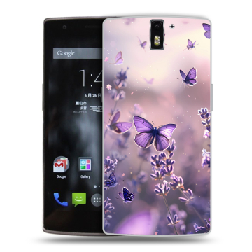 Силиконовый чехол на OnePlus One с принтом бабочки и лаванда