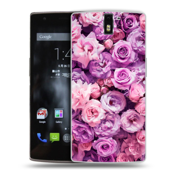 Силиконовый чехол на OnePlus One с принтом лавандовые розы Силиконовый чехол на OnePlus One с принтом лавандовые розы