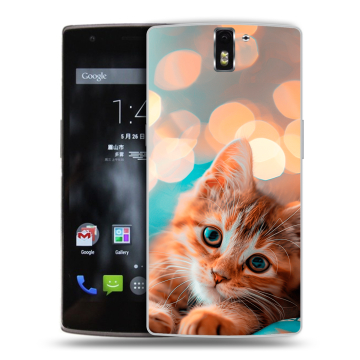 Силиконовый чехол на OnePlus One с принтом котик
