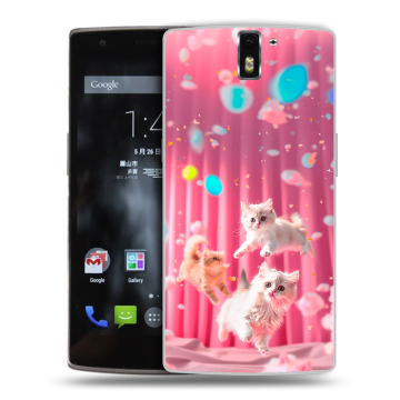 Силиконовый чехол на OnePlus One с принтом милые котики Силиконовый чехол на OnePlus One с принтом милые котики