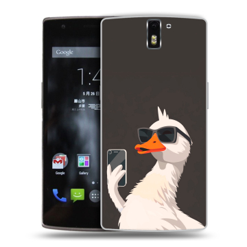 Силиконовый чехол на OnePlus One с принтом утка в очках