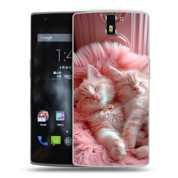 Силиконовый чехол на OnePlus One с принтом котята котики