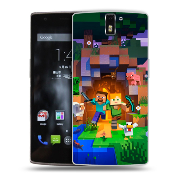 Силиконовый чехол на OnePlus One с принтом Майнкрафт Minecraft