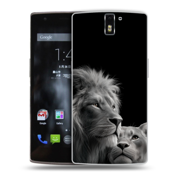 Силиконовый чехол на OnePlus One с принтом Лев кошки