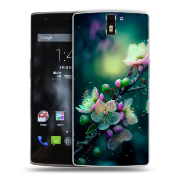 Силиконовый чехол на OnePlus One с принтом Цветы и мрамор Силиконовый чехол на OnePlus One с принтом Цветы и мрамор
