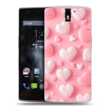Силиконовый чехол на OnePlus One с принтом Сердечки