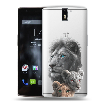 Силиконовый чехол на OnePlus One с принтом Львы