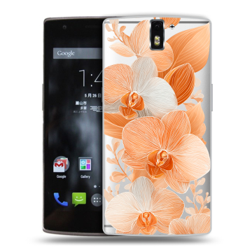 Силиконовый чехол на OnePlus One с принтом Бежевые цветы