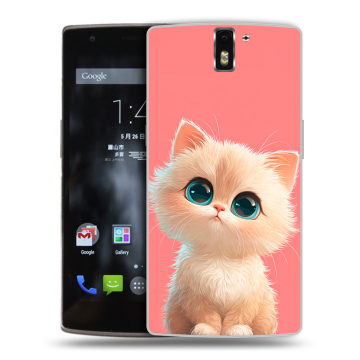 Силиконовый чехол на OnePlus One с принтом Розовый котенок