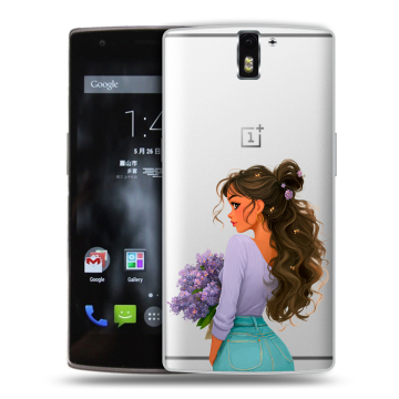 Силиконовый чехол на OnePlus One с принтом девушка цветы Силиконовый чехол на OnePlus One с принтом девушка цветы