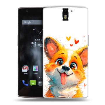 Силиконовый чехол на OnePlus One с принтом корги