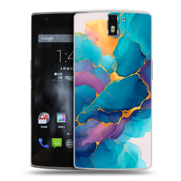 Силиконовый чехол на OnePlus One с принтом Мрамор блестки Силиконовый чехол на OnePlus One с принтом Мрамор блестки