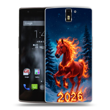 Силиконовый чехол на OnePlus One с принтом Новый год коня Силиконовый чехол на OnePlus One с принтом Новый год коня