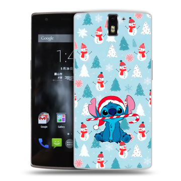 Силиконовый чехол на OnePlus One с принтом Стич Новый год Силиконовый чехол на OnePlus One с принтом Стич Новый год