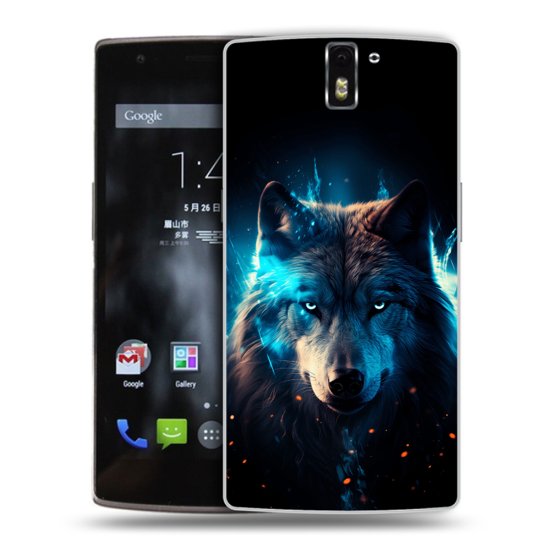 Силиконовый чехол на OnePlus One с принтом Волк ночной Силиконовый чехол на OnePlus One с принтом Волк ночной