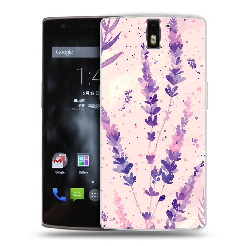 Силиконовый чехол на OnePlus One с принтом цветы лаванда Силиконовый чехол на OnePlus One с принтом цветы лаванда