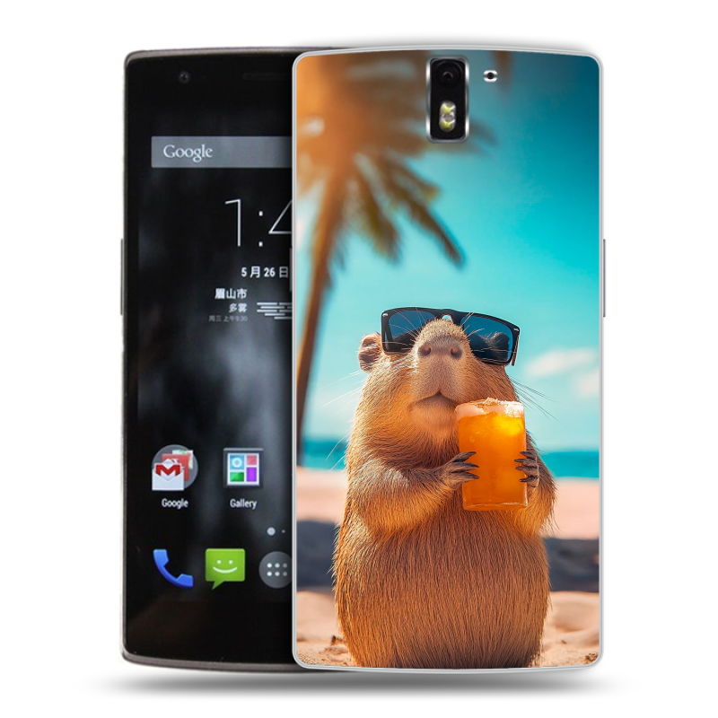 Силиконовый чехол на OnePlus One с принтом Капибара Силиконовый чехол на OnePlus One с принтом Капибара