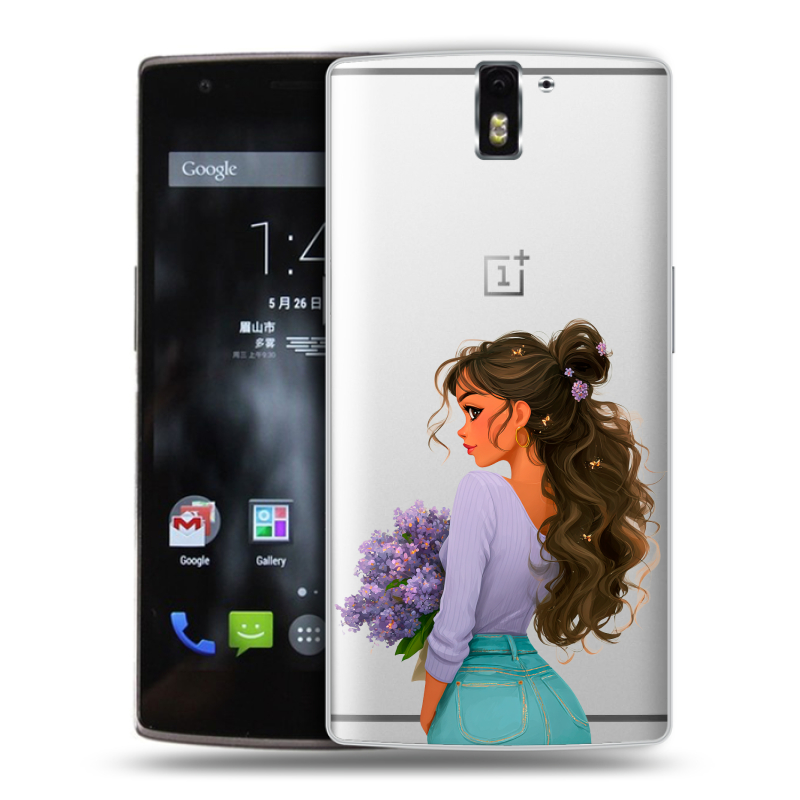 Силиконовый чехол на OnePlus One с принтом девушка цветы Силиконовый чехол на OnePlus One с принтом девушка цветы