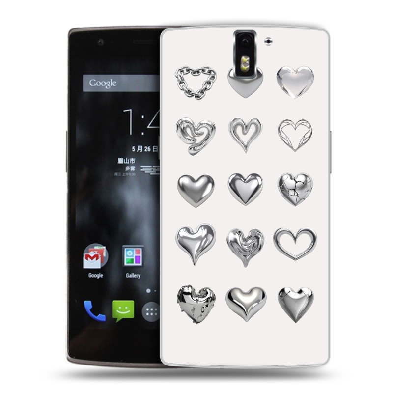 Силиконовый чехол на OnePlus One с принтом Y2K сердечки Силиконовый чехол на OnePlus One с принтом Y2K сердечки