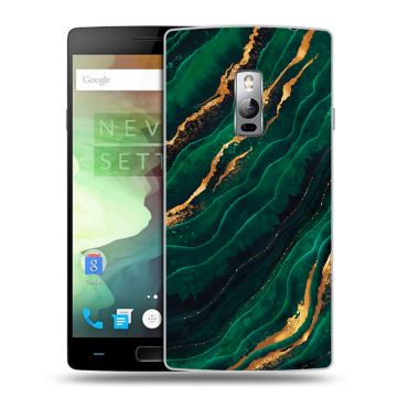 Пластиковый чехол на OnePlus 2 с принтом Мрамор зеленое золото