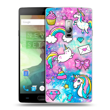 Пластиковый чехол на OnePlus 2 с принтом Единороги